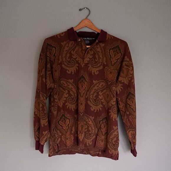 Vintage paisley print nautica pull over long sleeve - Picture 1 of 4